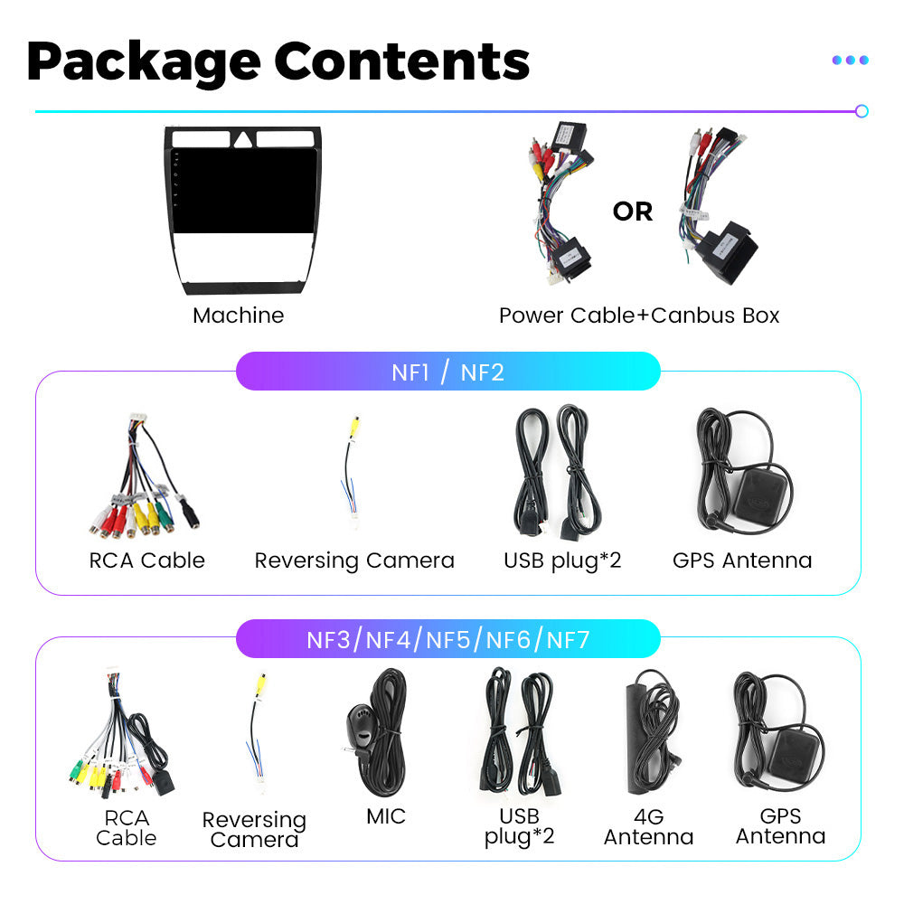 NaviFly NF Series Android 14 8G+256G 2K QLED screen CarPlay Auto DSP RDS 4GLte WIFI For Audi A6 S6 1999-2004 9inch
