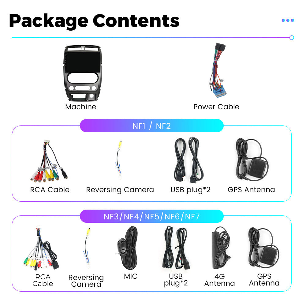 NaviFly NF Series Android 14 8G+256G 2K QLED screen CarPlay Auto DSP RDS 4GLte WIFI For Suzuki Jimny 2007-2012 9inch