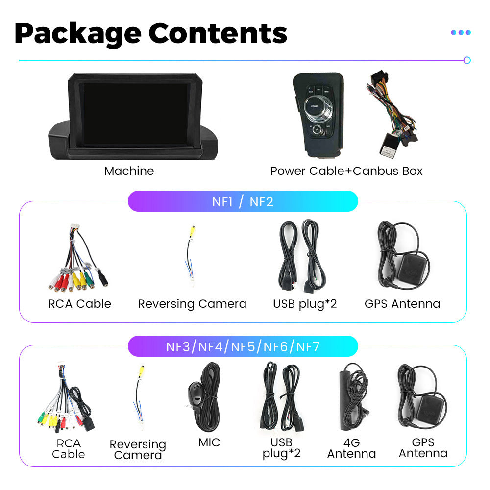 NaviFly NF Series Android 14 8G+256G 2K QLED screen CarPlay Auto DSP RDS 4GLte WIFI For BMW E90 E91 E92 E93 9inch