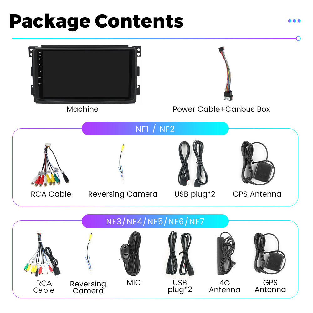 NaviFly NF Series Android 14 8G+256G 2K QLED screen CarPlay Auto DSP RDS 4GLte WIFI For Mercedes Benz Smart 2006-2009 9.5Inch