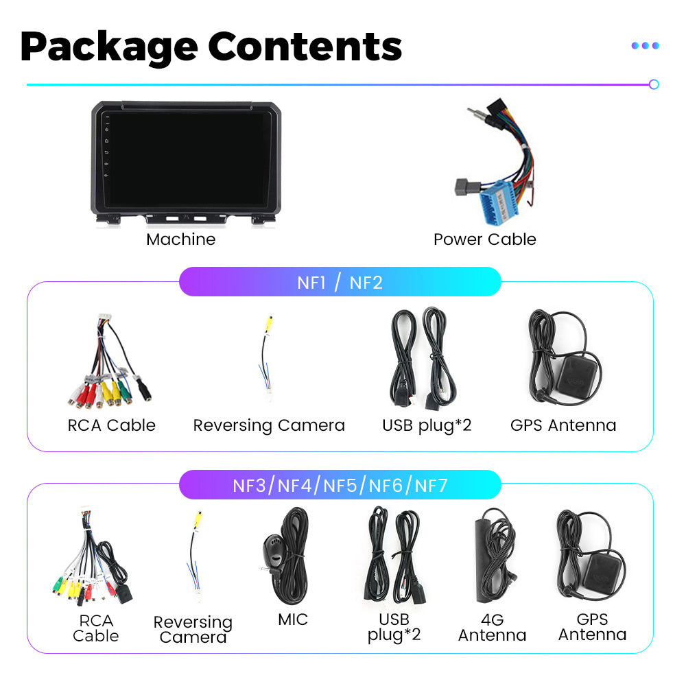 NaviFly NF Series Android 14 8G+256G 2K QLED screen CarPlay Auto DSP RDS 4GLte WIFI For Suzuki Jimny 2018-2020 9inch