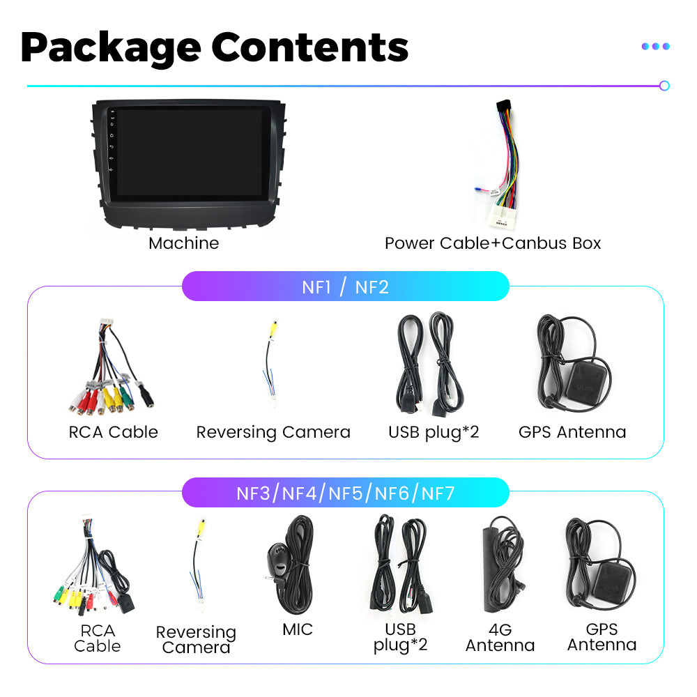 NaviFly NF Series Android 14 8G+256G 2K QLED screen CarPlay Auto DSP RDS 4GLte WIFI For Ssangyong Rexton 2019 9inch