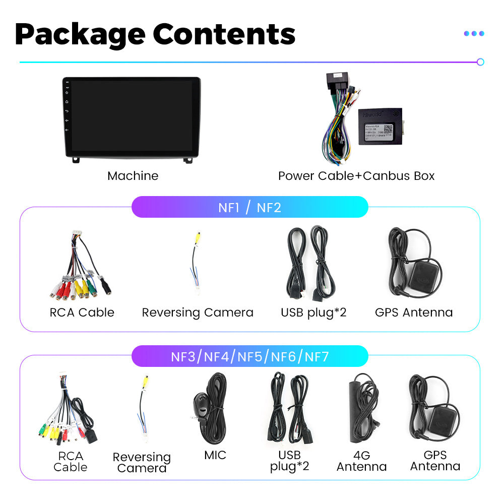 NaviFly NF Series Android 14 8G+256G 2K QLED screen CarPlay Auto DSP RDS 4GLte WIFI For Peugeot 407 2004-2011 9inch