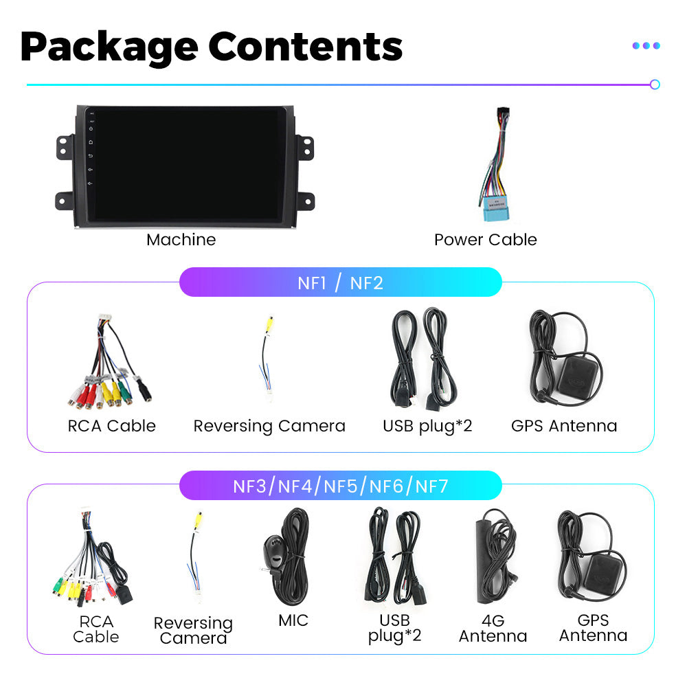 NaviFly NF Series Android 14 8G+256G 2K QLED screen CarPlay Auto DSP RDS 4GLte WIFI For Suzuki SX4 2006-2014 9inch