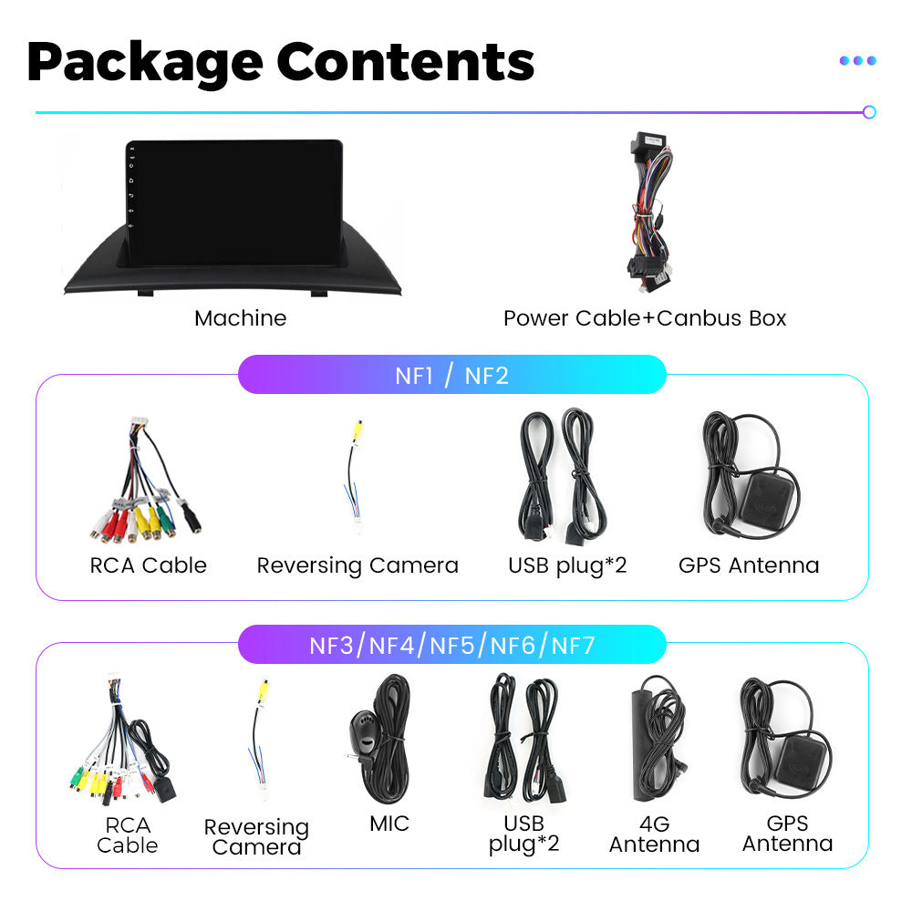 NaviFly NF Series Android 14 8G+256G 2K QLED screen CarPlay Auto DSP RDS 4GLte WIFI For BMW X3 E83 2004-2012 9inch
