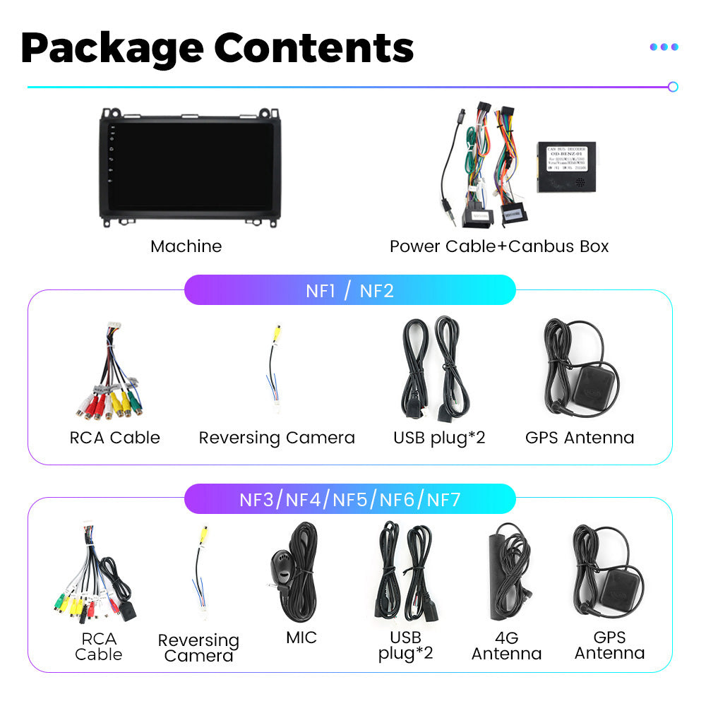 NaviFly NF Series Android 14 8G+256G 2K QLED screen CarPlay Auto DSP RDS 4GLte WIFI For Mercedes Benz B200 9.5Inch