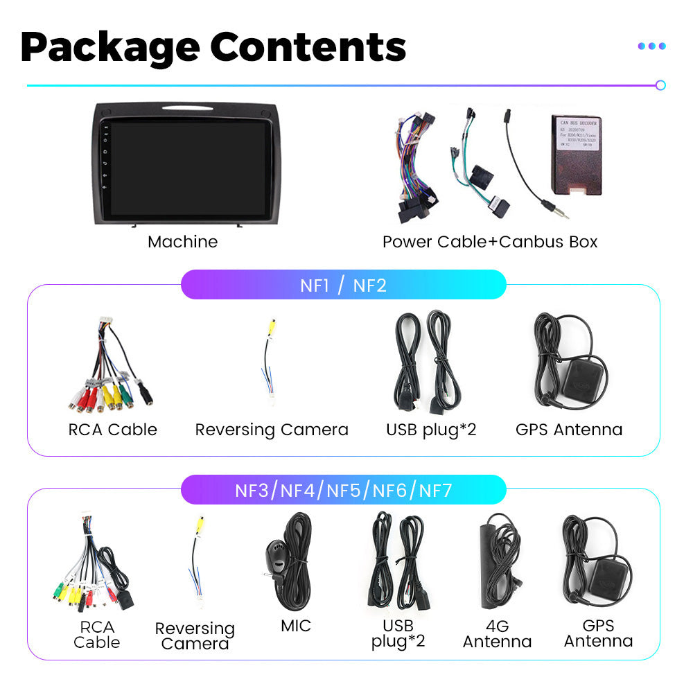 NaviFly NF Series Android 14 8G+256G 2K QLED screen CarPlay Auto DSP RDS 4GLte WIFI For Mercedes Benz SLK-Class 2004-2011 9.5Inch