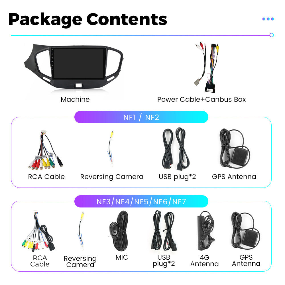 NaviFly NF Series Android 14 8G+256G 2K QLED screen CarPlay Auto DSP RDS 4GLte WIFI For LADA Vesta 2015-2020 9inch