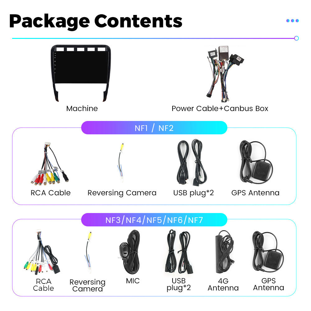 NaviFly NF Series Android 14 8G+256G 2K QLED screen CarPlay Auto DSP RDS 4GLte WIFI For Porsche Cayenne 2002-2010 9inch