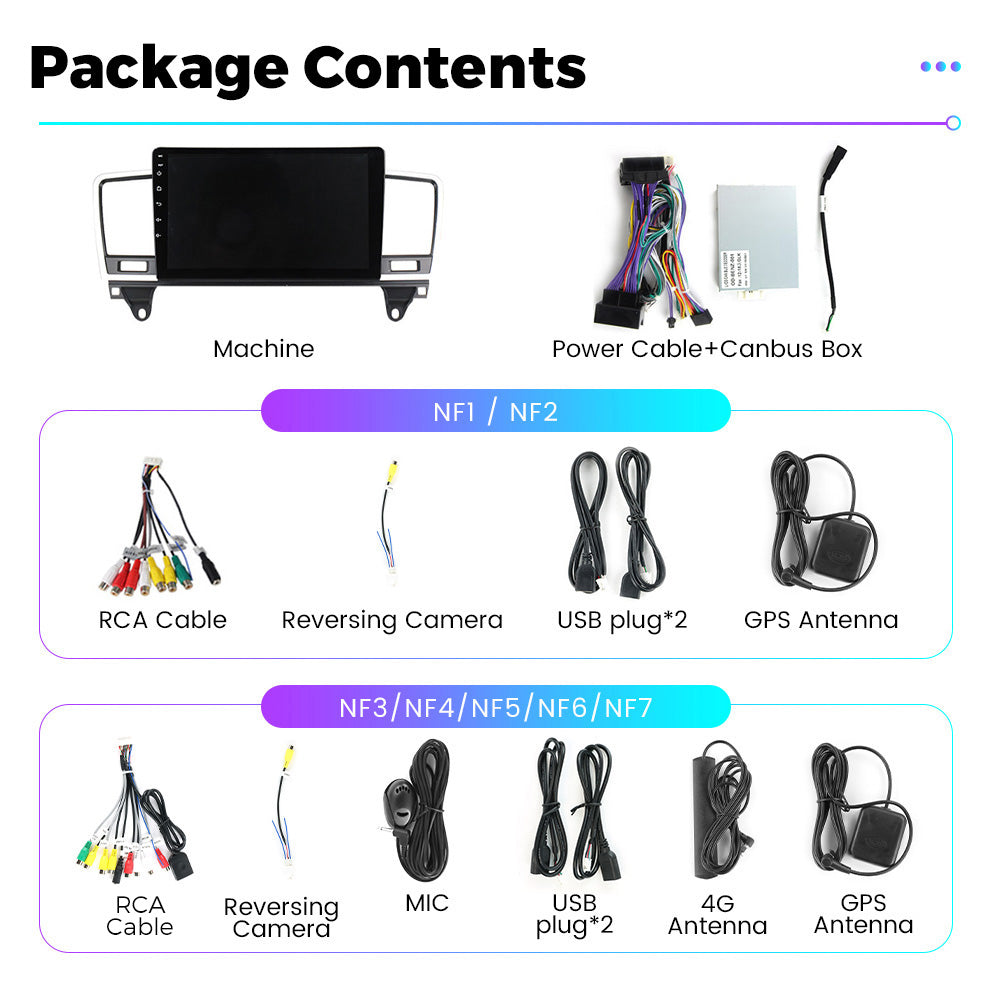 NaviFly NF Series Android 14 8G+256G 2K QLED screen CarPlay Auto DSP RDS 4GLte WIFI For Mercedes Benz M-Class W166 2011-2015 9.5Inch