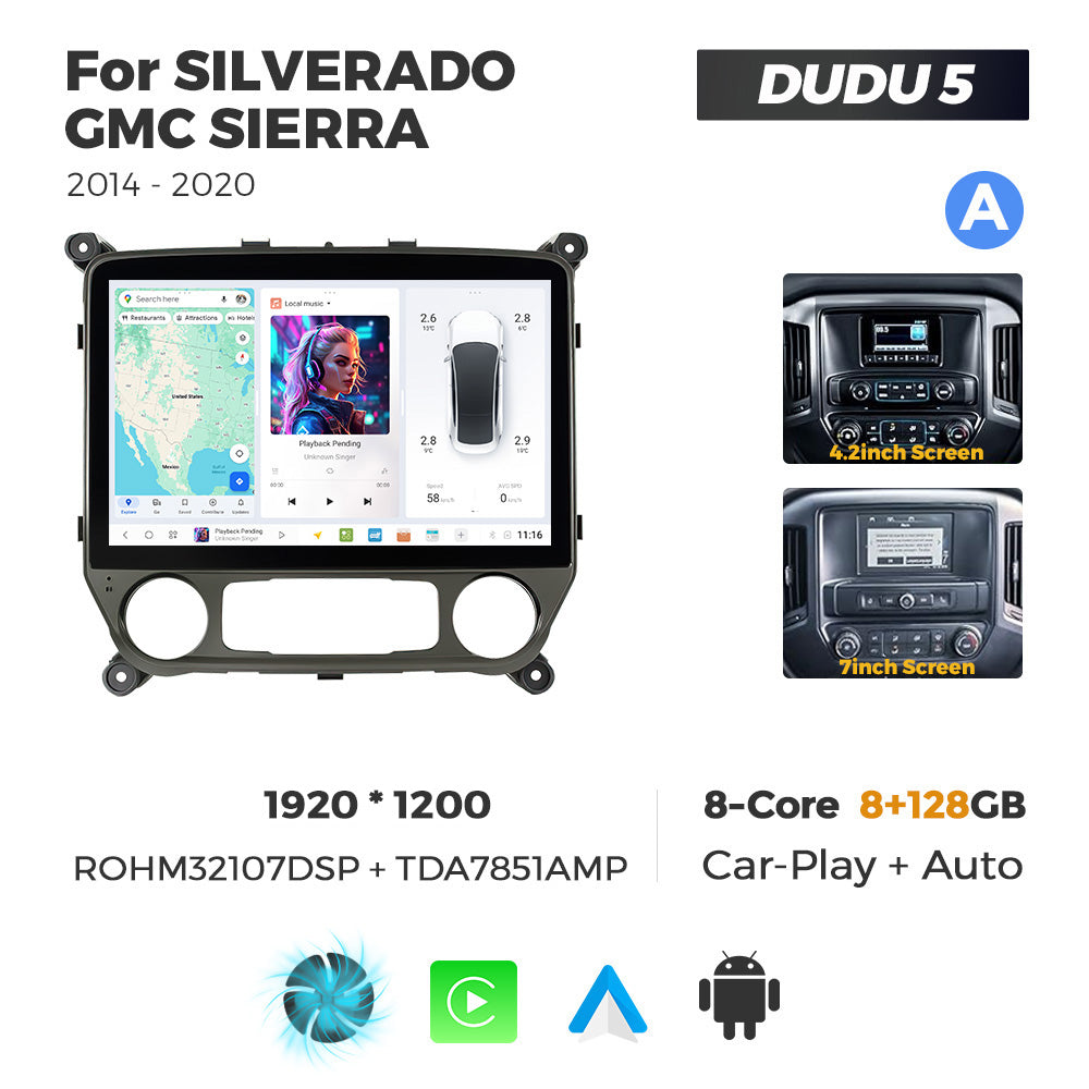 Navifly DUDU7 8core Car Audio Radio 12G+512G 12inch Multimedia Player 2k Screen Navigation Car-play Auto for SILVERADO GMC SIERRA 2014-2020