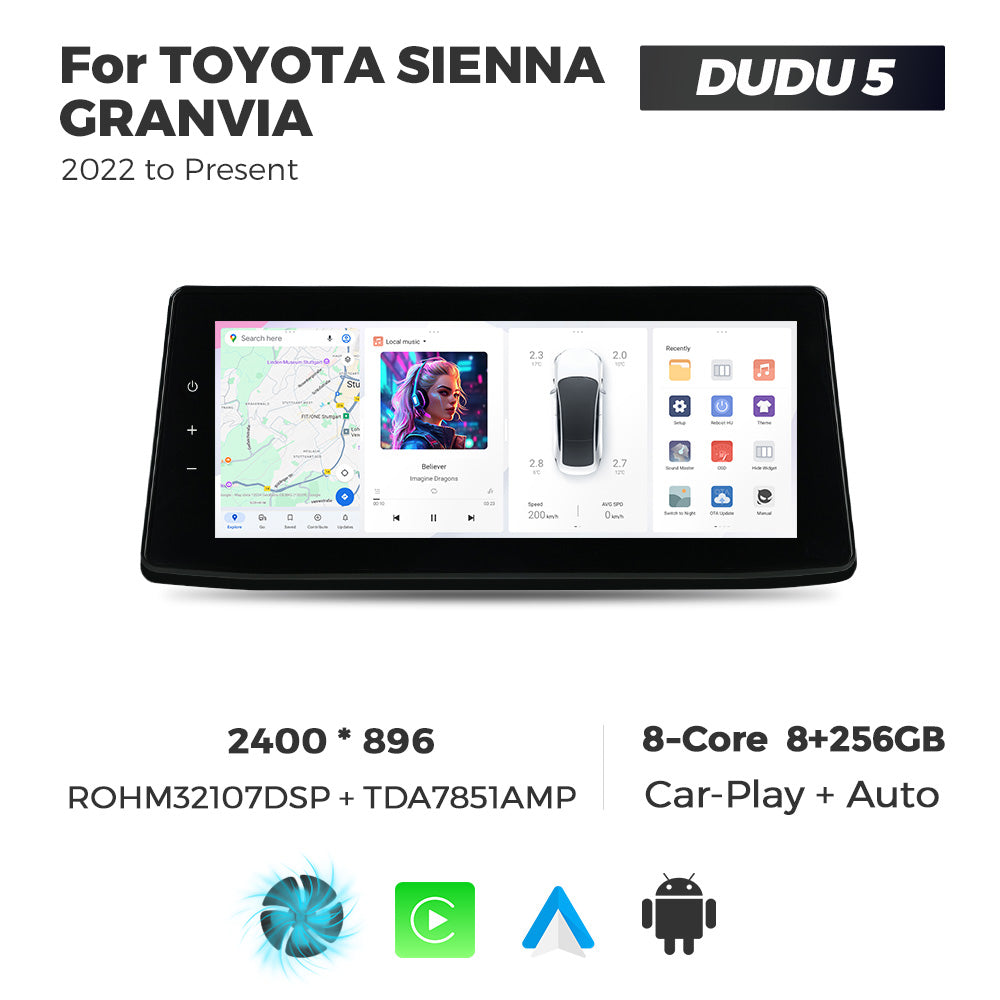 Navifly DUDU7 8core Car Audio Radio 12G+512G 12.3inch Multimedia Player 2k Screen Navigation Car-play Auto for TOYOTA SIENNA GRANVIA 2022-Present