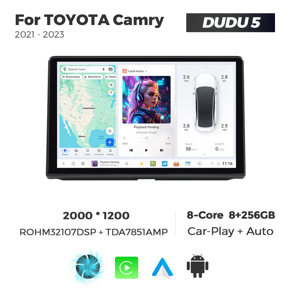 Navifly DUDU7 8core Car Audio Radio 12G+512G 12.8inch Multimedia Player 2k Screen Navigation Car-play Auto for TOYOTA Camry 2021-2023