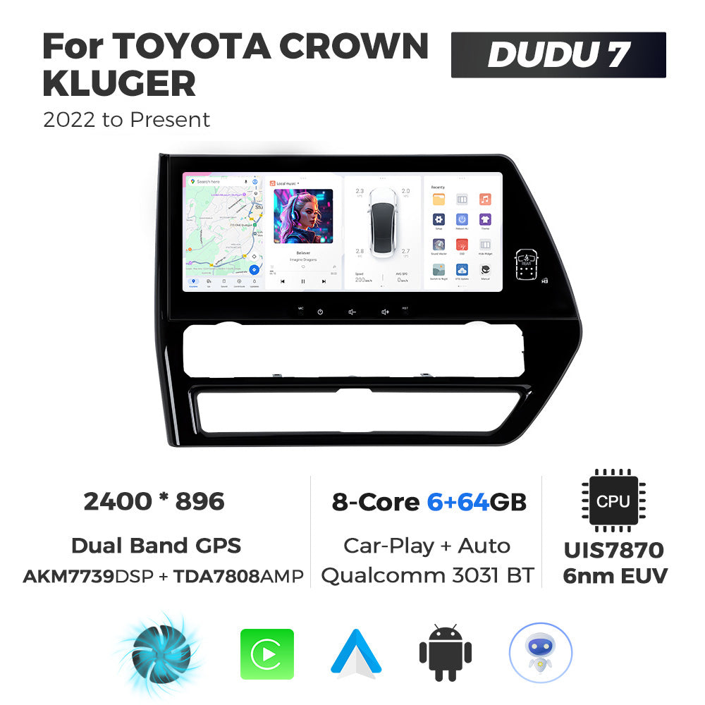 Navifly DUDU7 8core Car Audio Radio 12G+512G 12.3inch Multimedia Player 2k Screen Navigation Car-play Auto for TOYOTA CROWN KLUGER 2022-Present