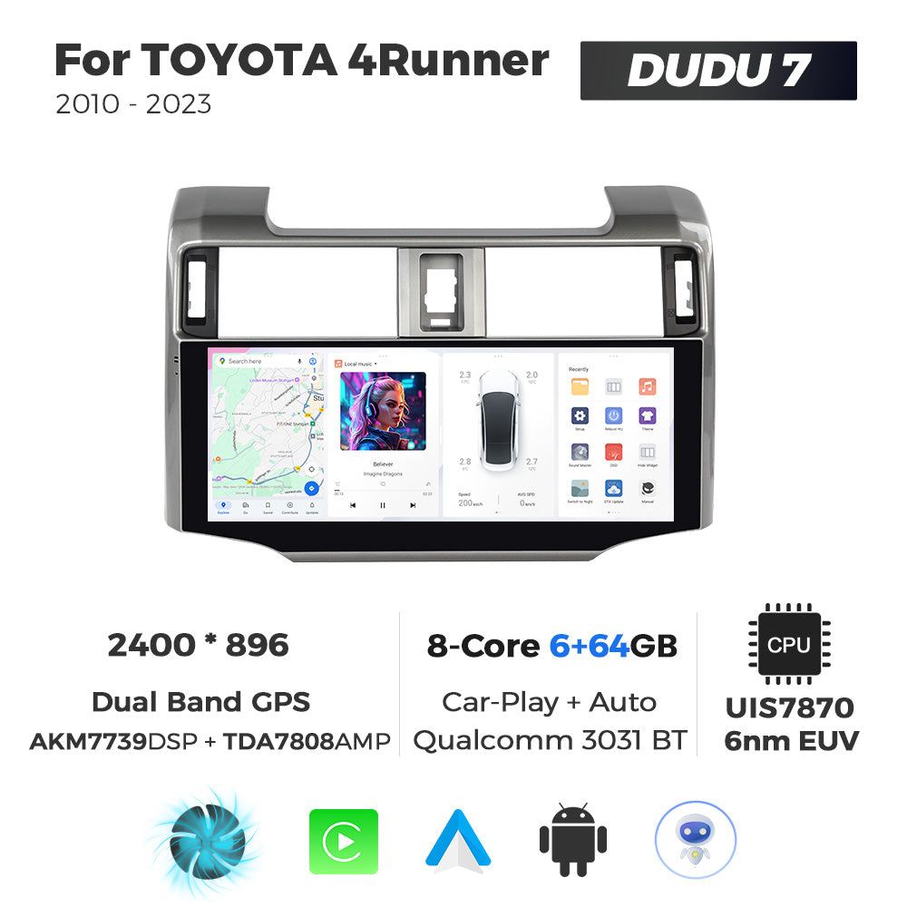 Navifly DUDU7 8core Car Audio Radio 12G+512G 12.3inch Multimedia Player 2k Screen Navigation Car-play Auto for TOYOTA 4Runner 2010-2023