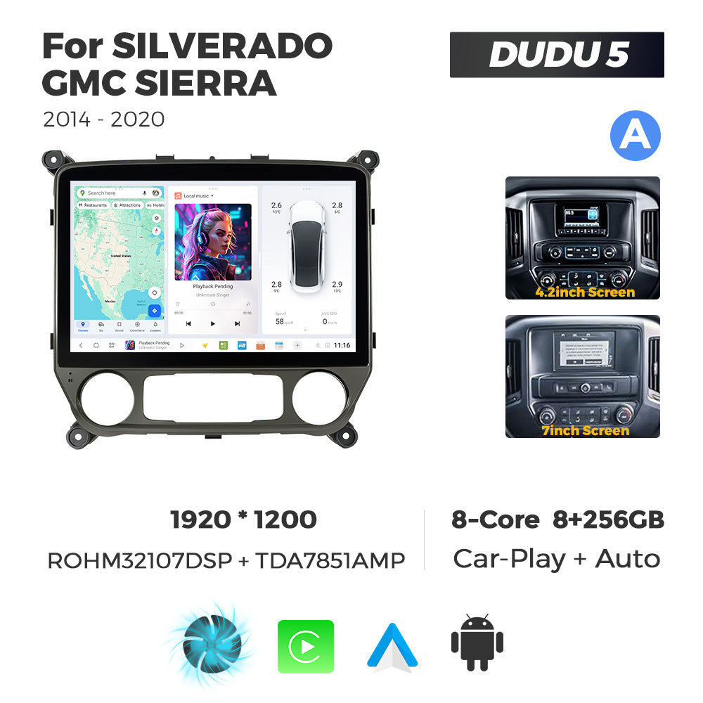 Navifly DUDU7 8core Car Audio Radio 12G+512G 12inch Multimedia Player 2k Screen Navigation Car-play Auto for SILVERADO GMC SIERRA 2014-2020