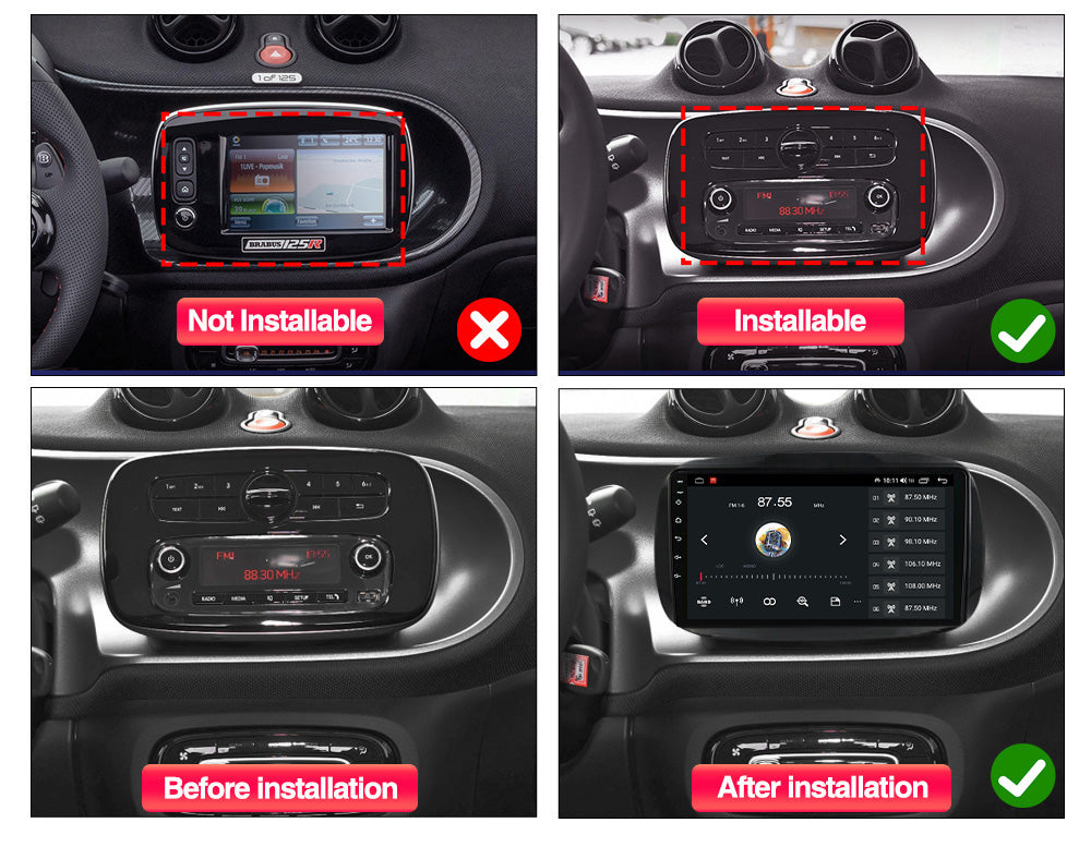 NaviFly NF Series Android 14 8G+256G 2K QLED screen CarPlay Auto DSP RDS 4GLte WIFI For Mercedes Benz Smart 2014-2020 9.5Inch