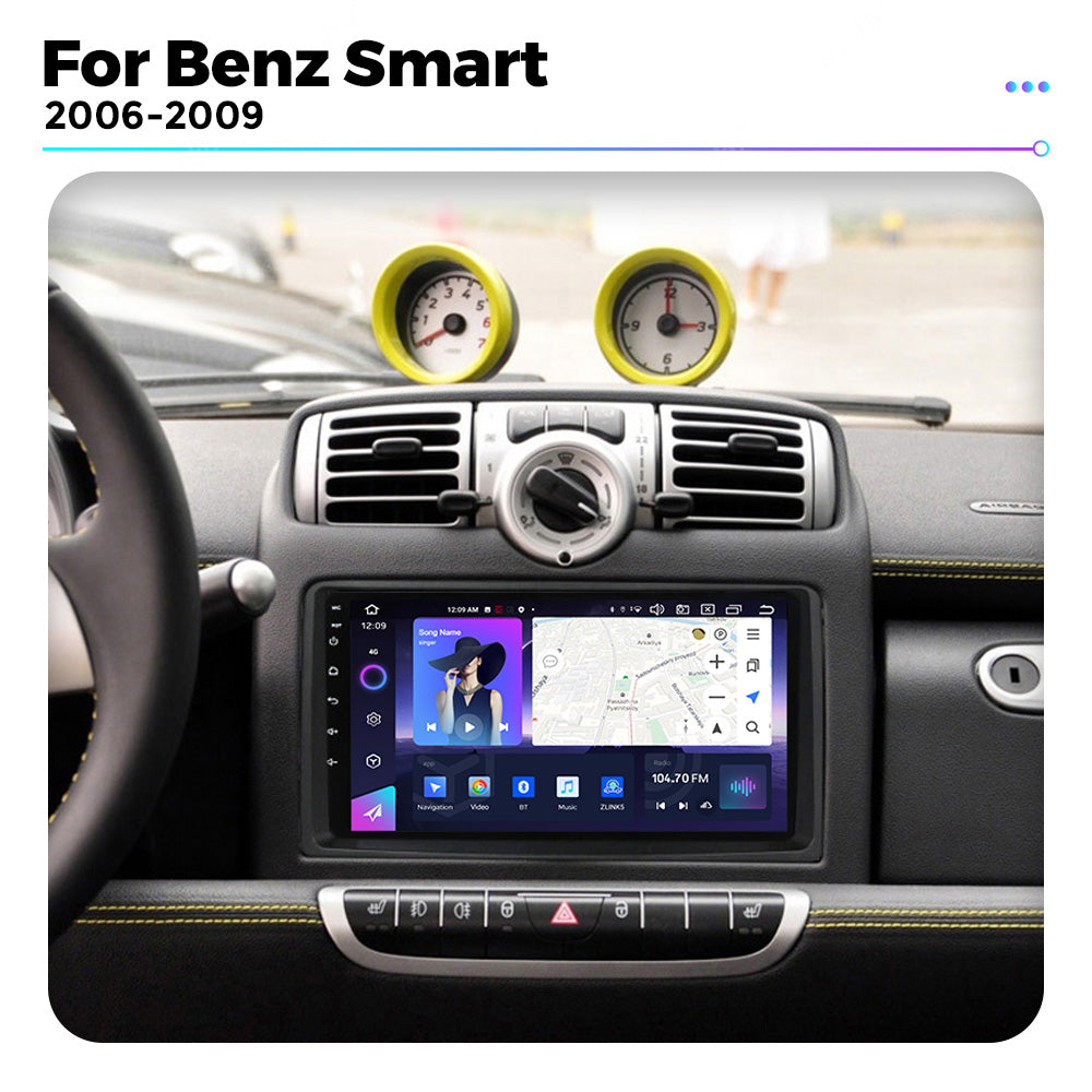 NaviFly NF Series Android 14 8G+256G 2K QLED screen CarPlay Auto DSP RDS 4GLte WIFI For Mercedes Benz Smart 2006-2009 9.5Inch