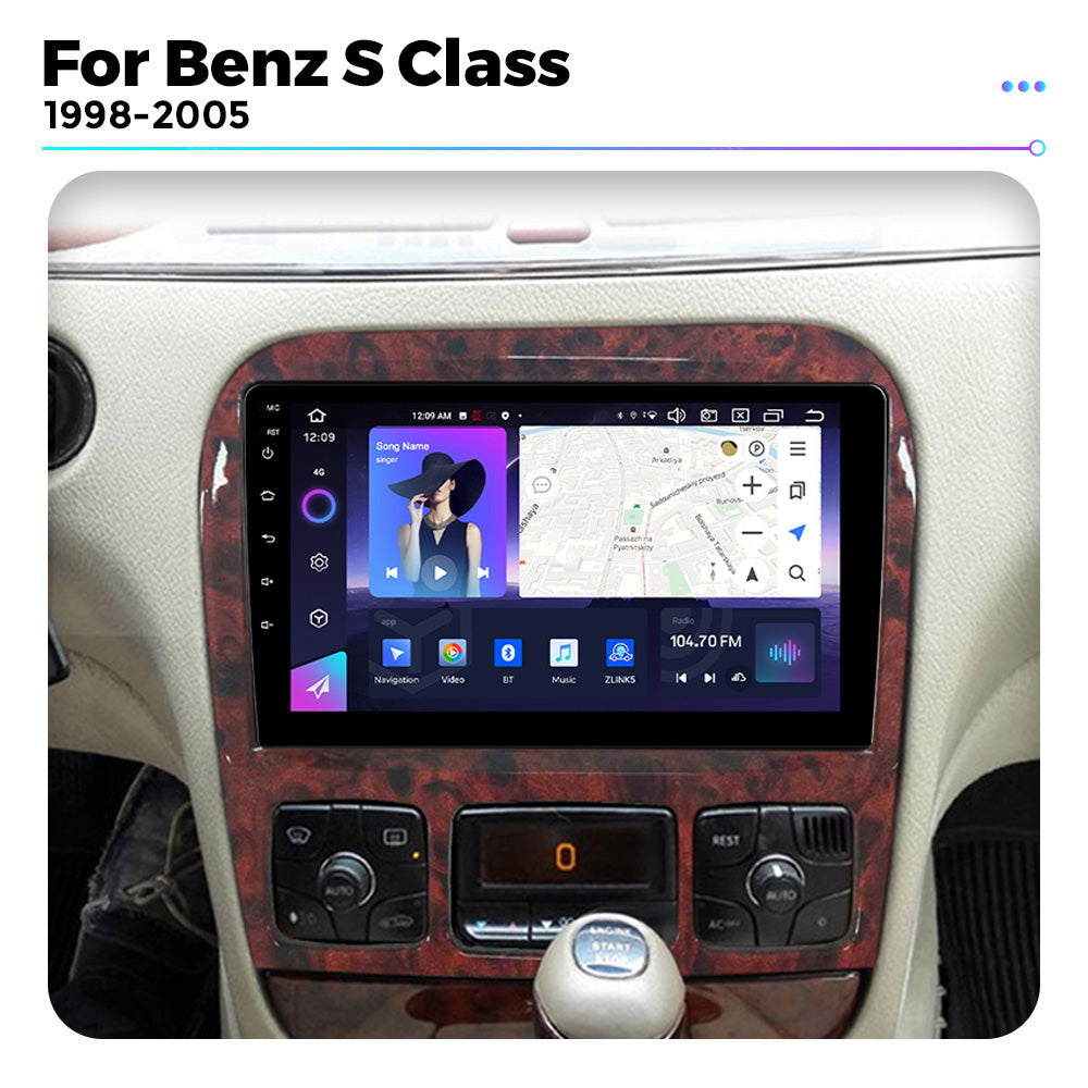 NaviFly NF Series Android 14 8G+256G 2K QLED screen CarPlay Auto DSP RDS 4GLte WIFI For Mercedes Benz S Class 1998-2005 9.5Inch