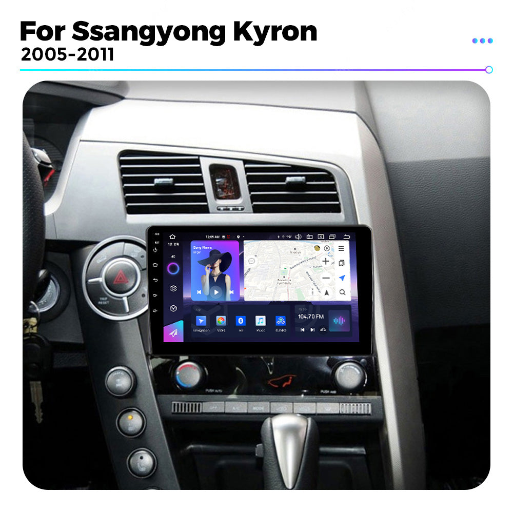 NaviFly NF Series Android 14 8G+256G 2K QLED screen CarPlay Auto DSP RDS 4GLte WIFI For Ssangyong Kyron 2005-2011 9inch