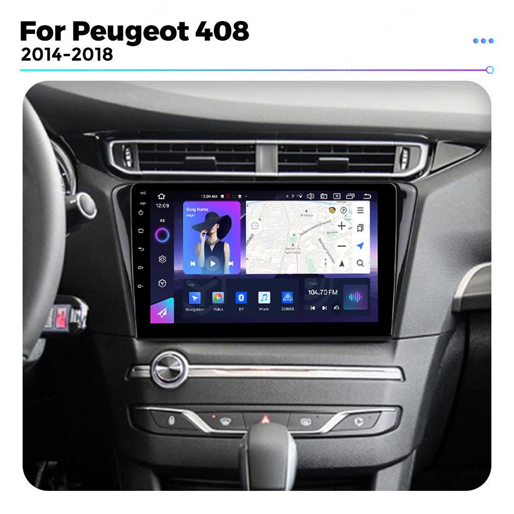 NaviFly NF Series Android 14 8G+256G 2K QLED screen CarPlay Auto DSP RDS 4GLte WIFI For Peugeot 408 2014-2018 10inch