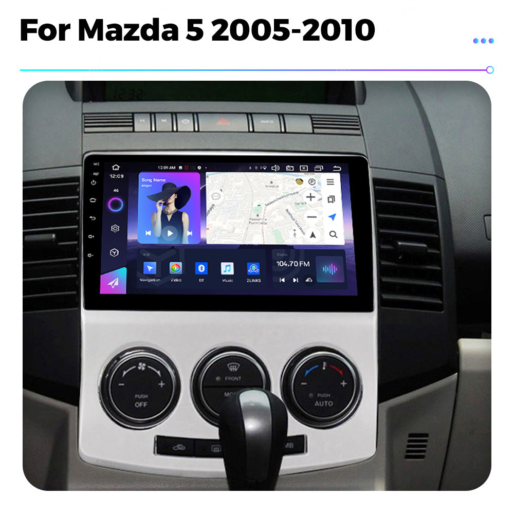 NaviFly NF Series Android 14 8G+256G 2K QLED screen CarPlay Auto DSP RDS 4GLte WIFI For Mazda 5 2005-2010 9inch