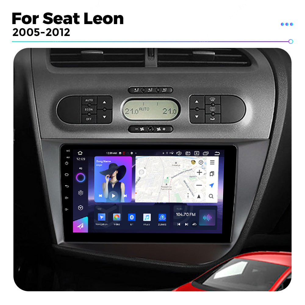 NaviFly NF Series Android 14 8G+256G 2K QLED screen CarPlay Auto DSP RDS 4GLte WIFI For Seat Leon 2005-2012 9inch