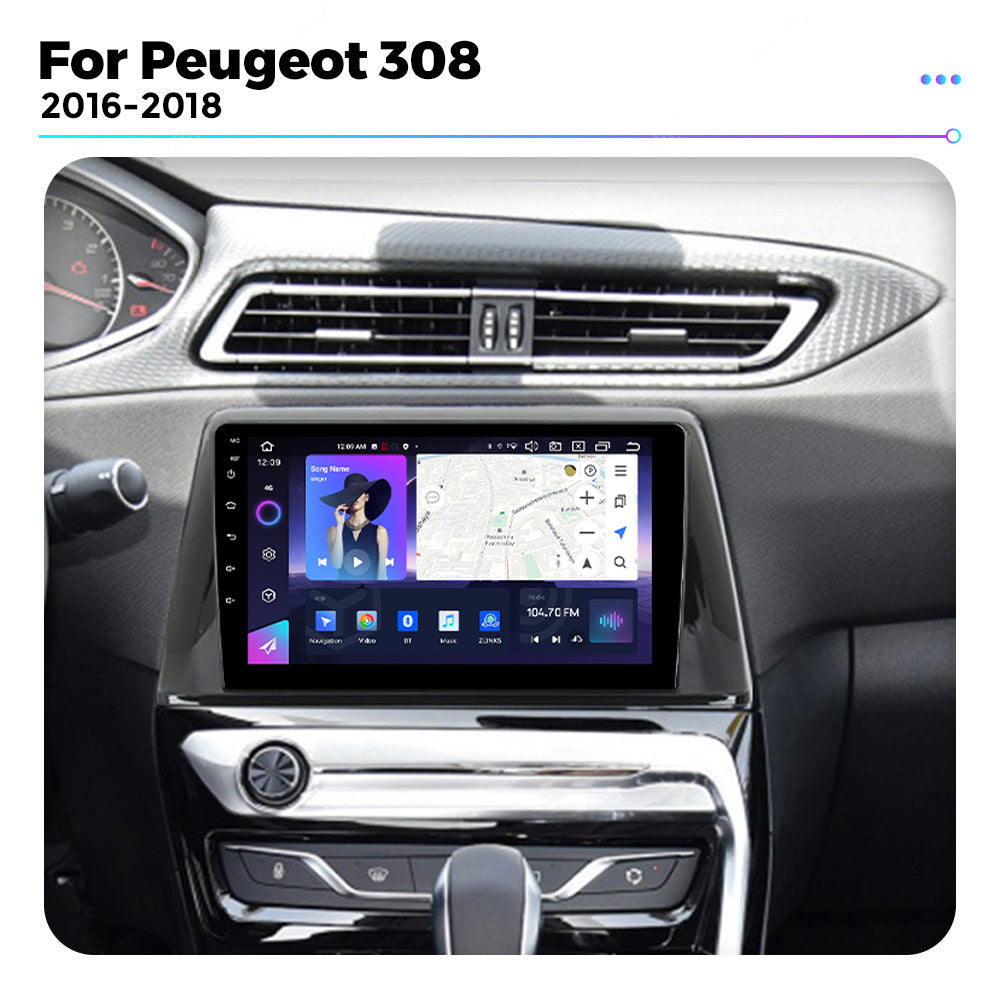NaviFly NF Series Android 14 8G+256G 2K QLED screen CarPlay Auto DSP RDS 4GLte WIFI For Peugeot 308 2016-2018 9inch