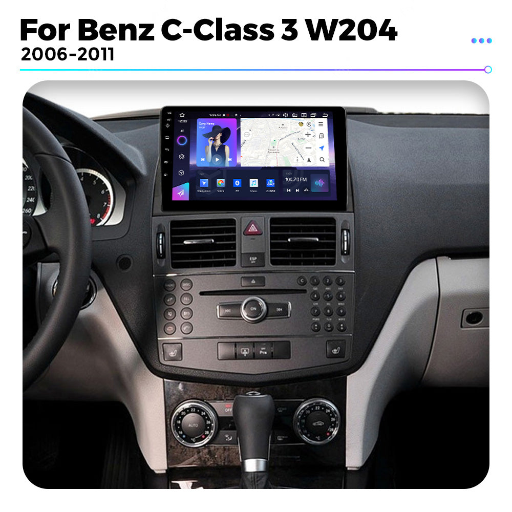 NaviFly NF Series Android 14 8G+256G 2K QLED screen CarPlay Auto DSP RDS 4GLte WIFI For Mercedes Benz C-Class 3 W204 2006-2011 9.5Inch