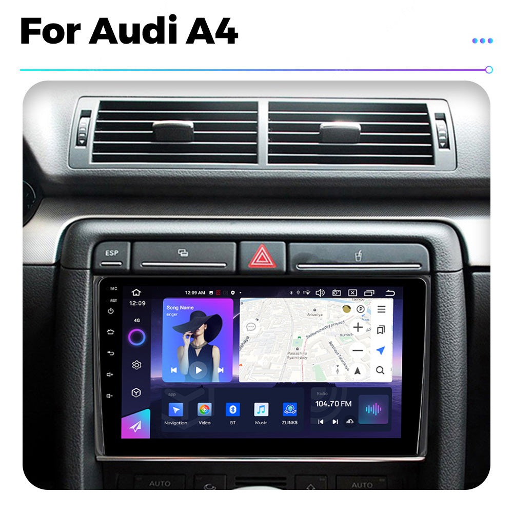 NaviFly NF Series Android 14 8G+256G 2K QLED screen CarPlay Auto DSP RDS 4GLte WIFI For Audi A4 9inch