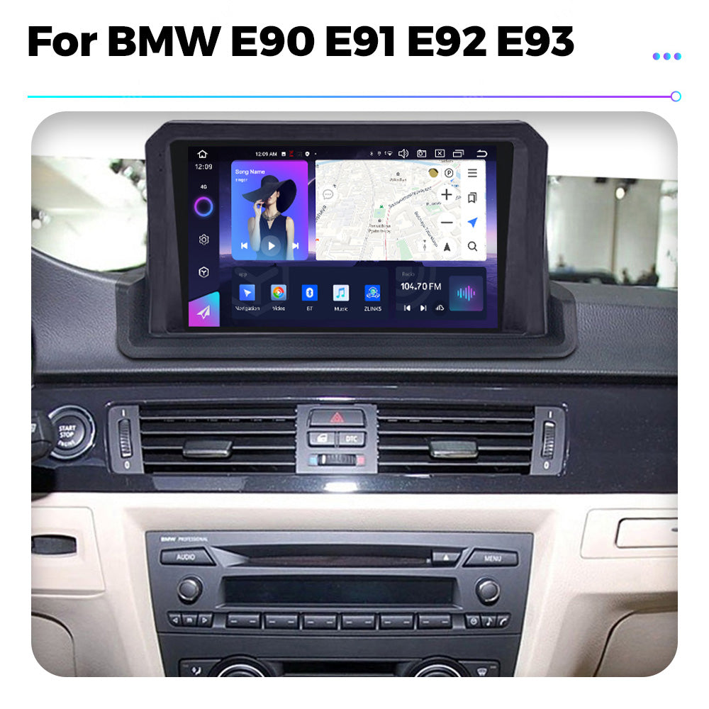 NaviFly NF Series Android 14 8G+256G 2K QLED screen CarPlay Auto DSP RDS 4GLte WIFI For BMW E90 E91 E92 E93 9inch