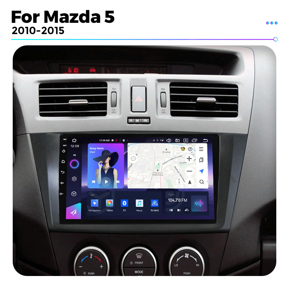 NaviFly NF Series Android 14 8G+256G 2K QLED screen CarPlay Auto DSP RDS 4GLte WIFI For Mazda 5 2010-2015 9inch