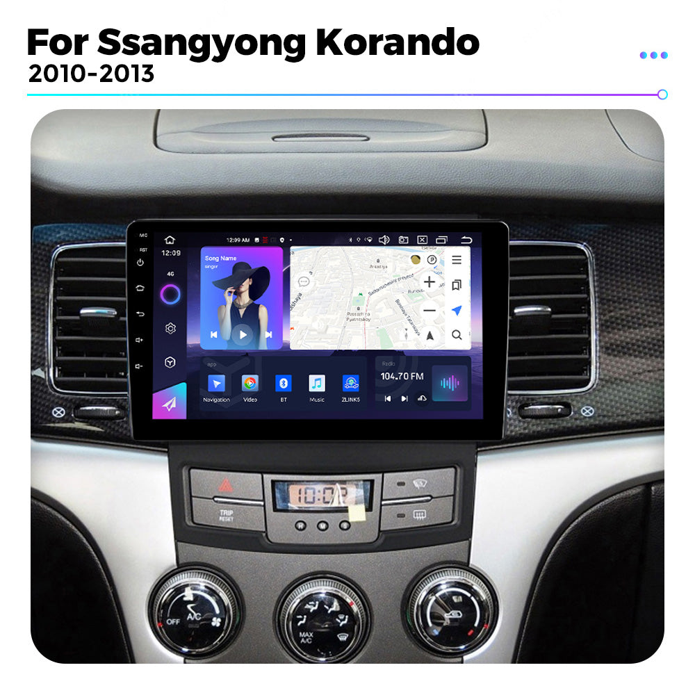 NaviFly NF Series Android 14 8G+256G 2K QLED screen CarPlay Auto DSP RDS 4GLte WIFI For Ssangyong Korando 2010-2013 9inch