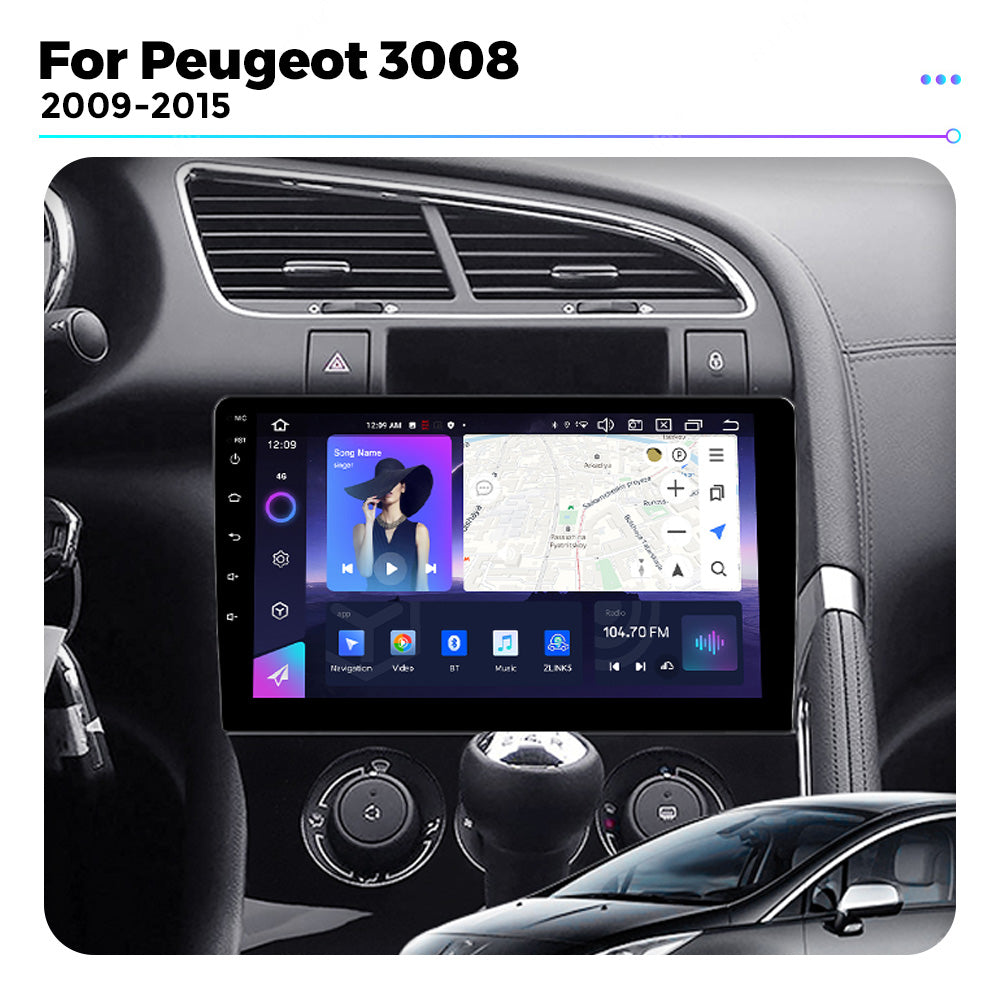 NaviFly NF Series Android 14 8G+256G 2K QLED screen CarPlay Auto DSP RDS 4GLte WIFI For Peugeot 3008 2009-2015 9inch