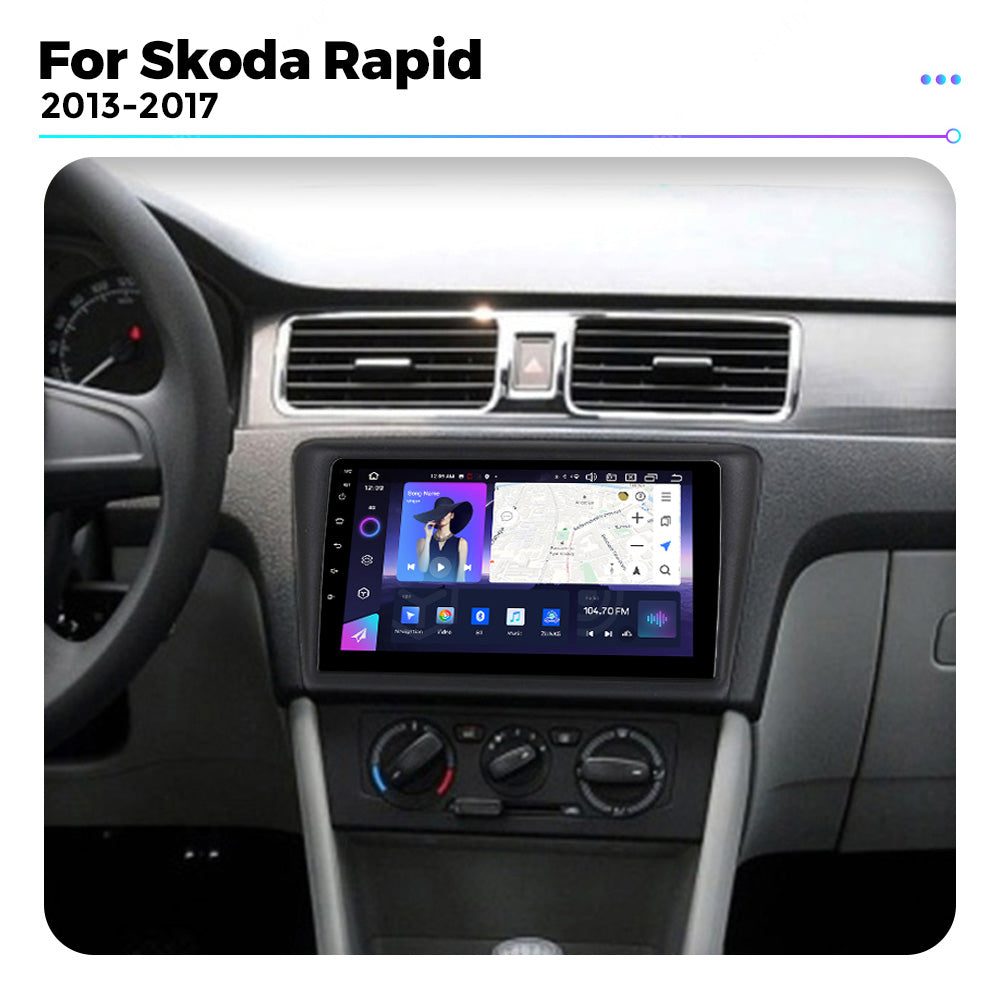 NaviFly NF Series Android 14 8G+256G 2K QLED screen CarPlay Auto DSP RDS 4GLte WIFI For Skoda Rapid 2013-2017 9inch