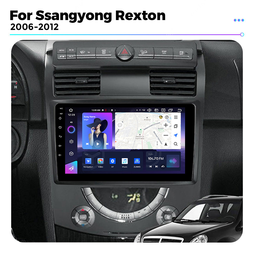 NaviFly NF Series Android 14 8G+256G 2K QLED screen CarPlay Auto DSP RDS 4GLte WIFI For Ssangyong Rexton 2006-2012 10inch