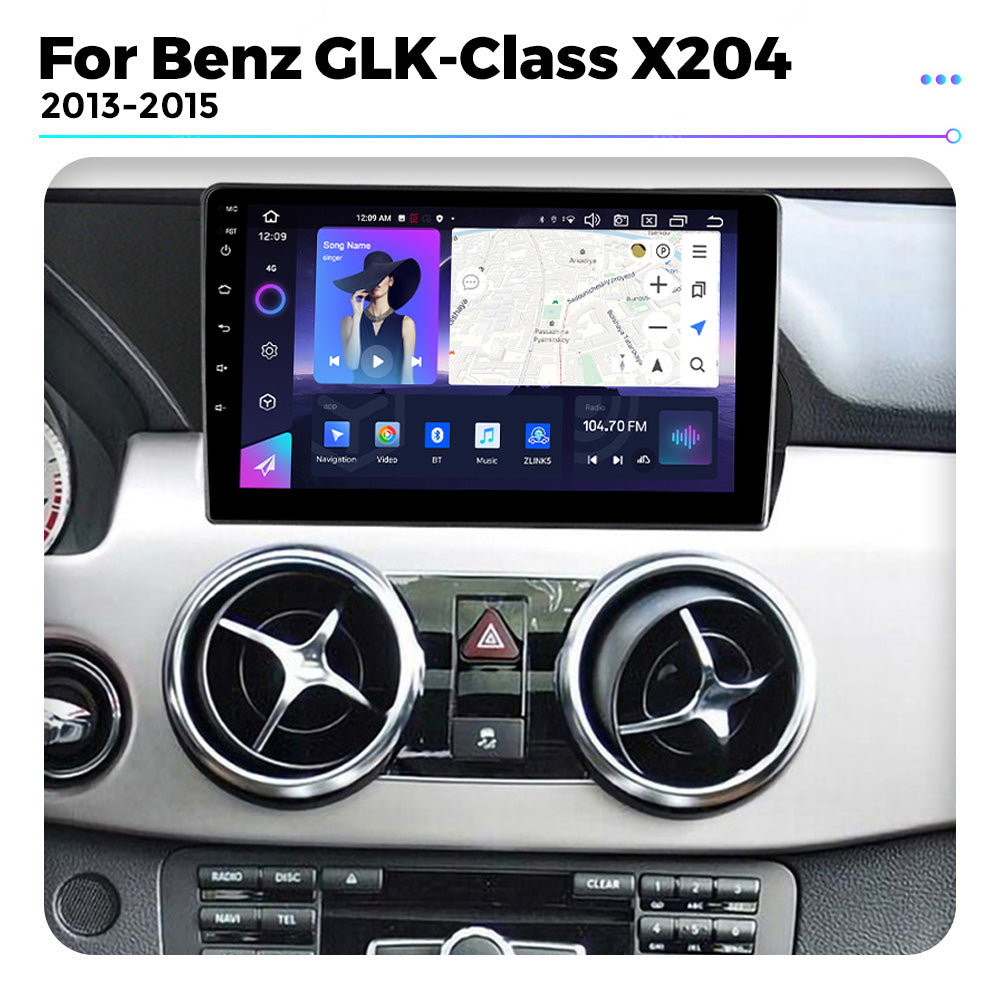 NaviFly NF Series Android 14 8G+256G 2K QLED screen CarPlay Auto DSP RDS 4GLte WIFI For Mercedes Benz GLK-Class X204 2013-2015(NTG 4.5) 9.5Inch