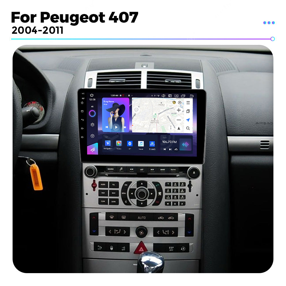 NaviFly NF Series Android 14 8G+256G 2K QLED screen CarPlay Auto DSP RDS 4GLte WIFI For Peugeot 407 2004-2011 9inch