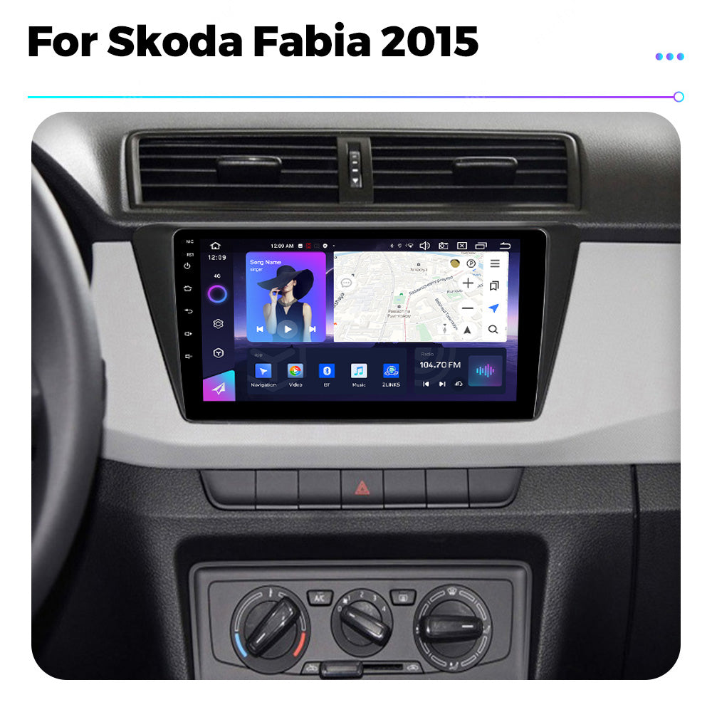 NaviFly NF Series Android 14 8G+256G 2K QLED screen CarPlay Auto DSP RDS 4GLte WIFI For Skoda Fabia 2015 10inch
