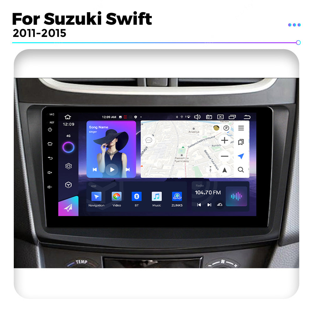 NaviFly NF Series Android 14 8G+256G 2K QLED screen CarPlay Auto DSP RDS 4GLte WIFI For Suzuki Swift 2011-2015 9inch