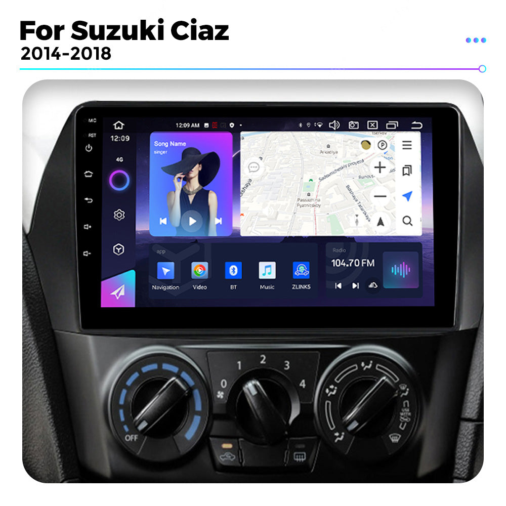 NaviFly NF Series Android 14 8G+256G 2K QLED screen CarPlay Auto DSP RDS 4GLte WIFI For Suzuki Ciaz 2014-2018 9inch