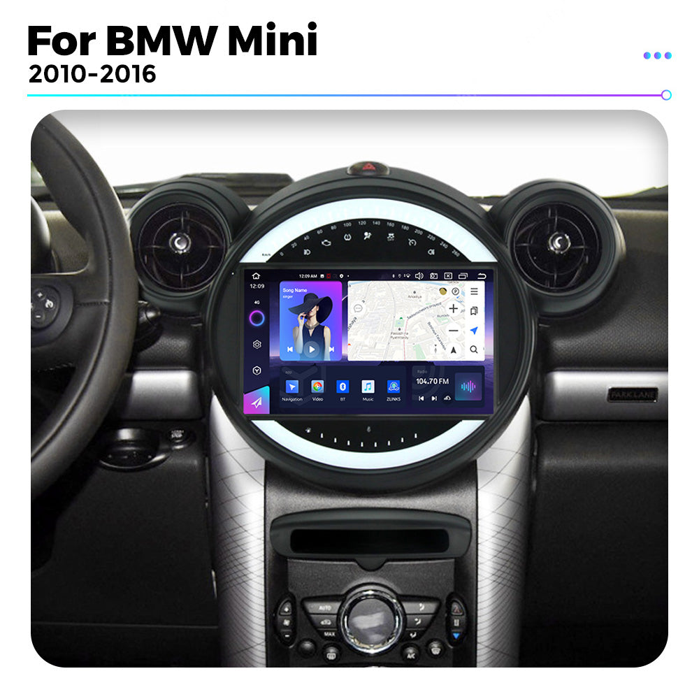 NaviFly NF Series Android 14 8G+256G 2K QLED screen CarPlay Auto DSP RDS 4GLte WIFI For BMW Mini 2010-2016 9inch