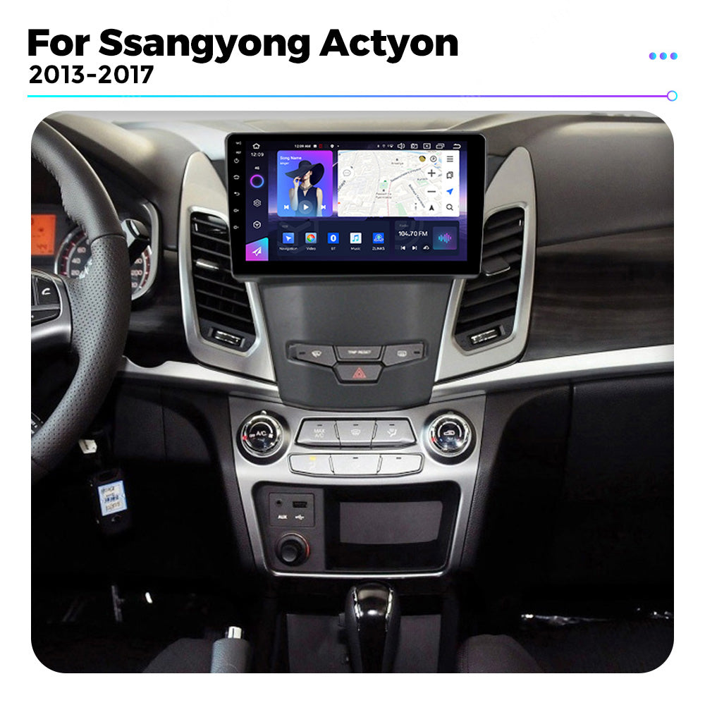 NaviFly NF Series Android 14 8G+256G 2K QLED screen CarPlay Auto DSP RDS 4GLte WIFI For Ssangyong Actyon 2013-2017 9inch