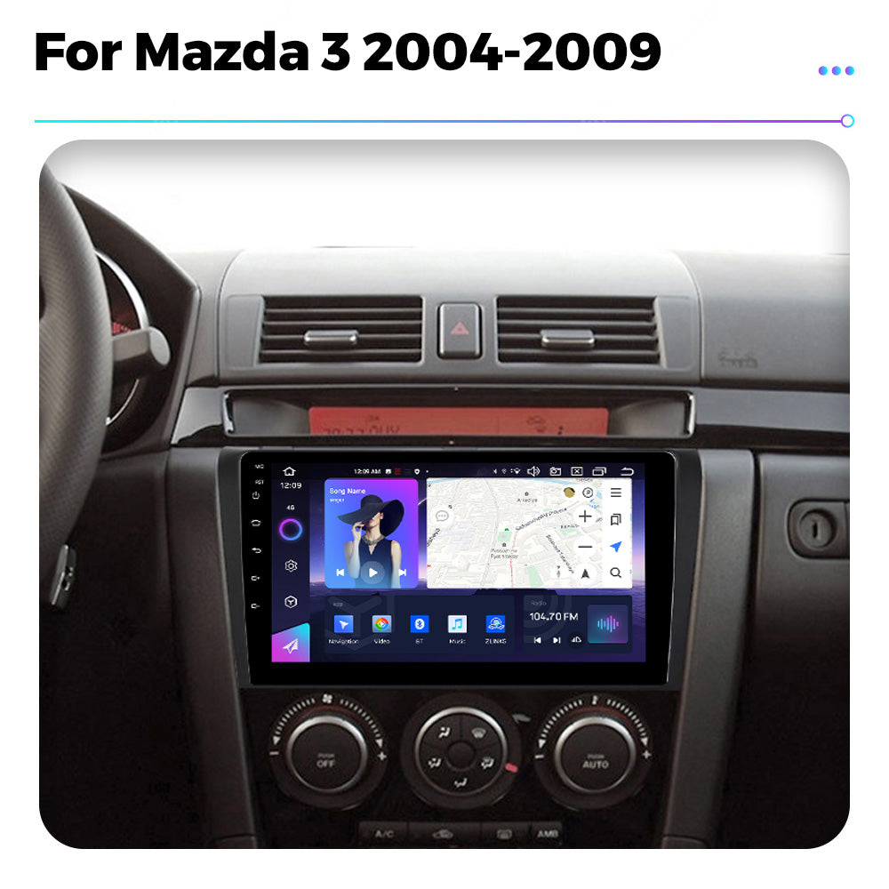 NaviFly NF Series Android 14 8G+256G 2K QLED screen CarPlay Auto DSP RDS 4GLte WIFI For Mazda 3 2004-2009 9inch