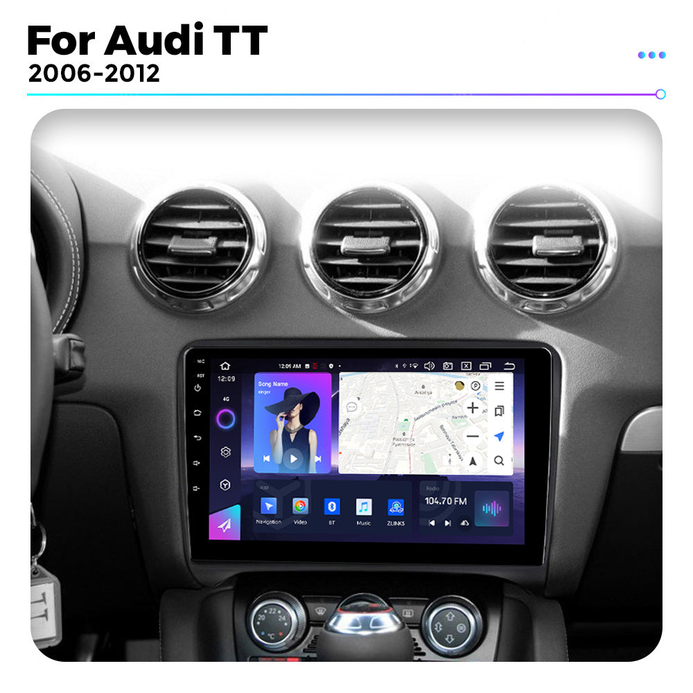 NaviFly NF Series Android 14 8G+256G 2K QLED screen CarPlay Auto DSP RDS 4GLte WIFI For Audi TT 2006-2012 9inch