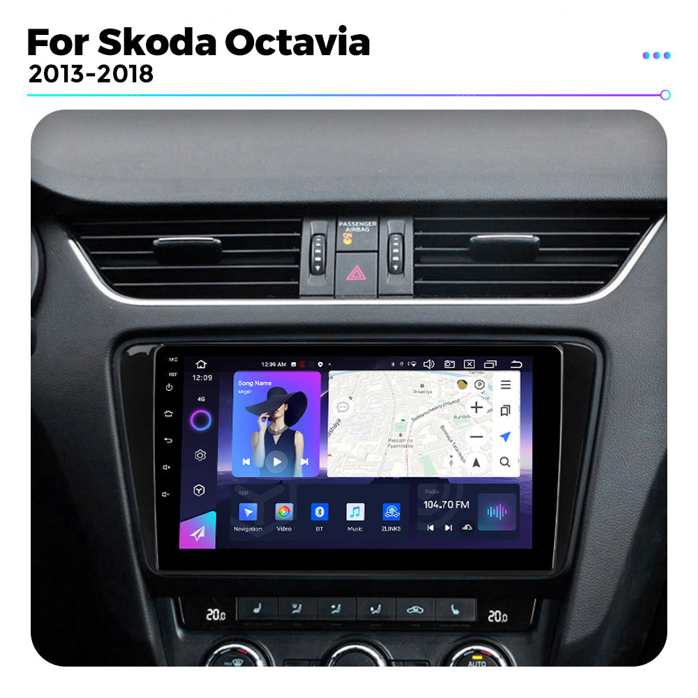NaviFly NF Series Android 14 8G+256G 2K QLED screen CarPlay Auto DSP RDS 4GLte WIFI For Skoda Octavia 2013-2018 10inch