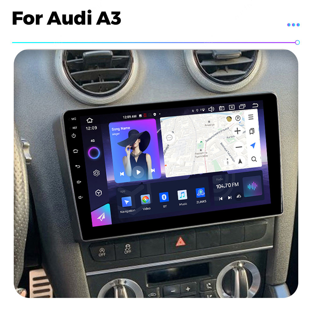 NaviFly NF Series Android 14 8G+256G 2K QLED screen CarPlay Auto DSP RDS 4GLte WIFI For Audi A3 9inch
