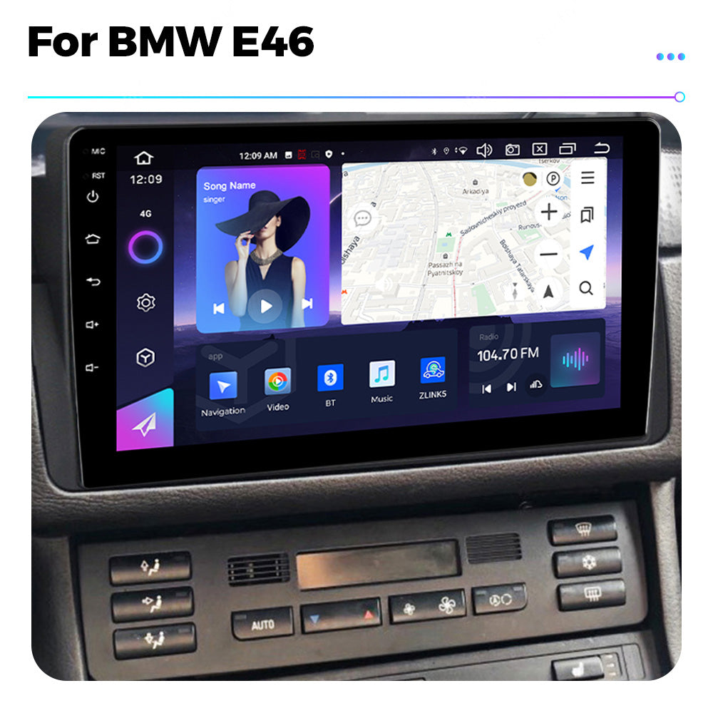 NaviFly NF Series Android 14 8G+256G 2K QLED screen CarPlay Auto DSP RDS 4GLte WIFI For BMW E46 9inch