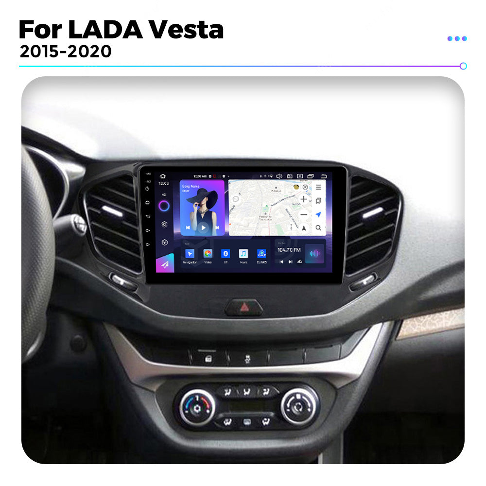 NaviFly NF Series Android 14 8G+256G 2K QLED screen CarPlay Auto DSP RDS 4GLte WIFI For LADA Vesta 2015-2020 9inch