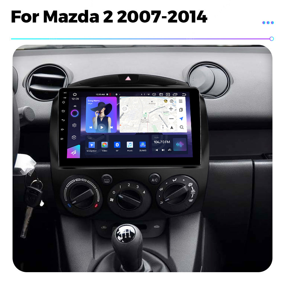 NaviFly NF Series Android 14 8G+256G 2K QLED screen CarPlay Auto DSP RDS 4GLte WIFI For Mazda 2 2007-2014 9inch